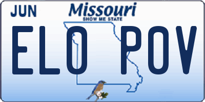 MO license plate EL0P0V