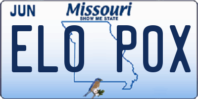 MO license plate EL0P0X