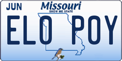 MO license plate EL0P0Y