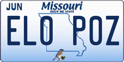 MO license plate EL0P0Z
