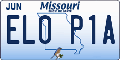 MO license plate EL0P1A