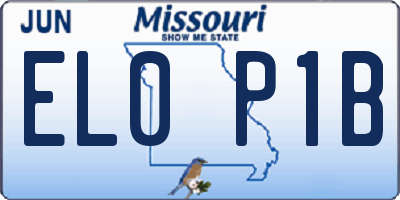 MO license plate EL0P1B