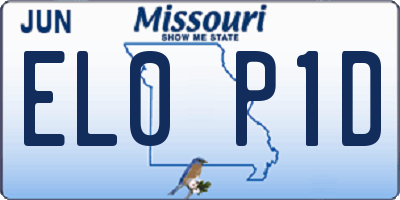 MO license plate EL0P1D