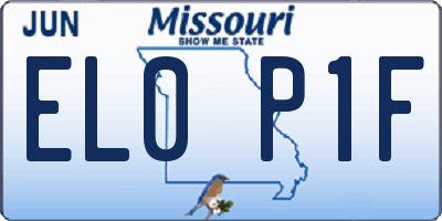 MO license plate EL0P1F