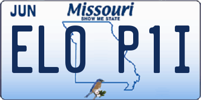 MO license plate EL0P1I