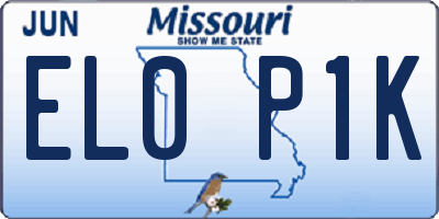 MO license plate EL0P1K