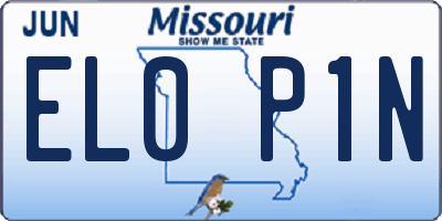 MO license plate EL0P1N