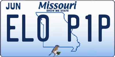 MO license plate EL0P1P