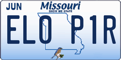 MO license plate EL0P1R