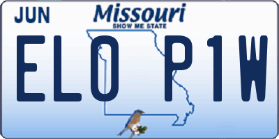 MO license plate EL0P1W