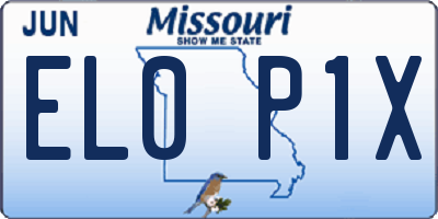 MO license plate EL0P1X