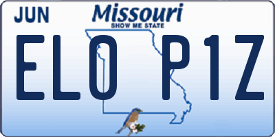 MO license plate EL0P1Z