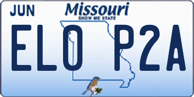 MO license plate EL0P2A