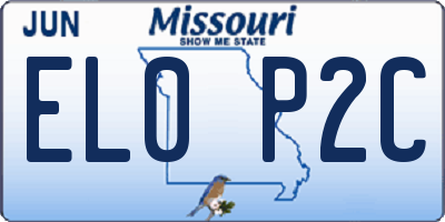 MO license plate EL0P2C