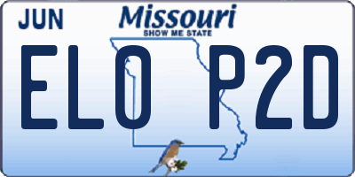 MO license plate EL0P2D