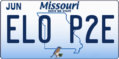 MO license plate EL0P2E