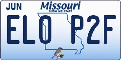 MO license plate EL0P2F