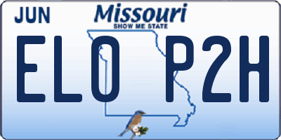 MO license plate EL0P2H