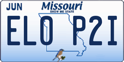 MO license plate EL0P2I