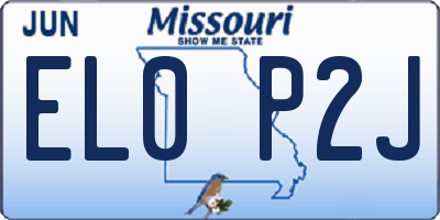 MO license plate EL0P2J