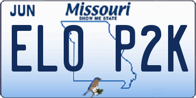 MO license plate EL0P2K