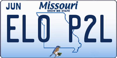 MO license plate EL0P2L