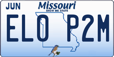 MO license plate EL0P2M