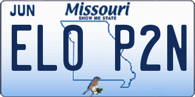 MO license plate EL0P2N