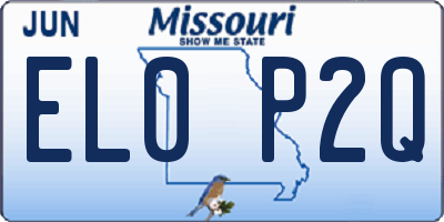 MO license plate EL0P2Q