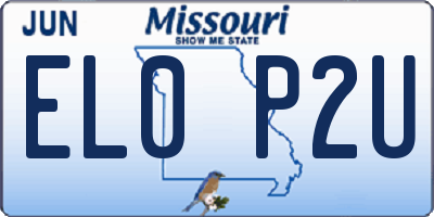 MO license plate EL0P2U