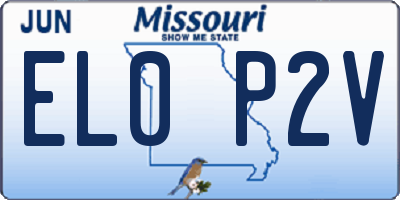 MO license plate EL0P2V