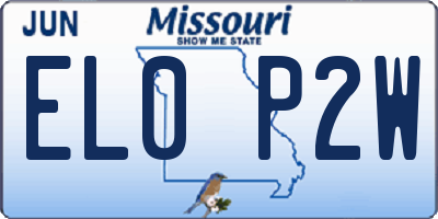 MO license plate EL0P2W