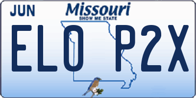 MO license plate EL0P2X