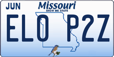 MO license plate EL0P2Z