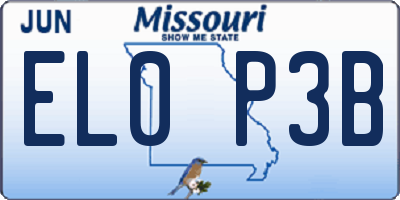 MO license plate EL0P3B
