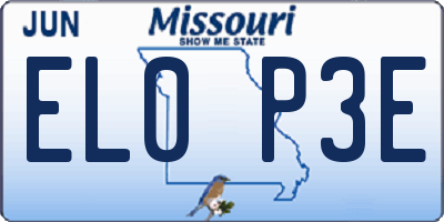 MO license plate EL0P3E