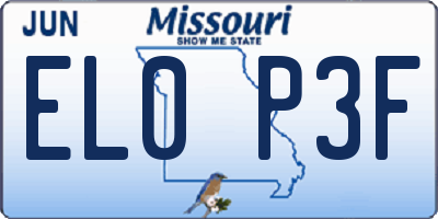 MO license plate EL0P3F