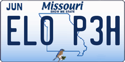MO license plate EL0P3H
