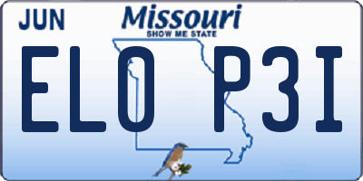 MO license plate EL0P3I