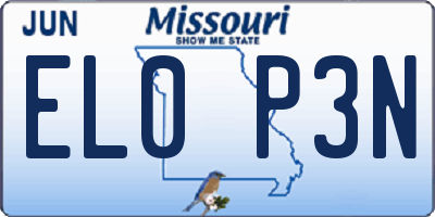 MO license plate EL0P3N