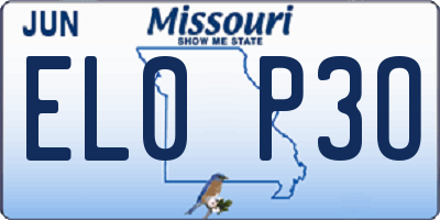 MO license plate EL0P3O
