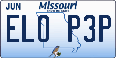 MO license plate EL0P3P