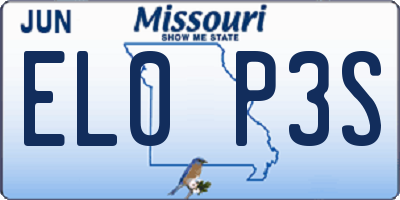 MO license plate EL0P3S