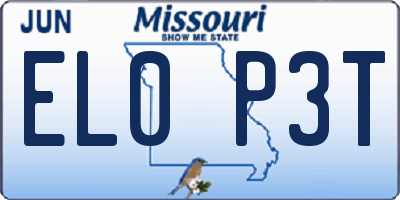 MO license plate EL0P3T
