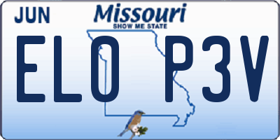 MO license plate EL0P3V