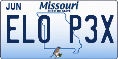 MO license plate EL0P3X