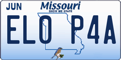 MO license plate EL0P4A