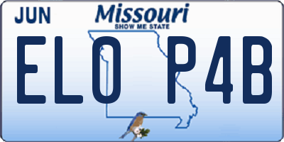 MO license plate EL0P4B