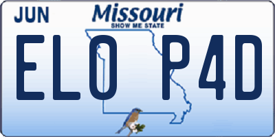 MO license plate EL0P4D