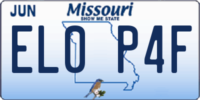 MO license plate EL0P4F